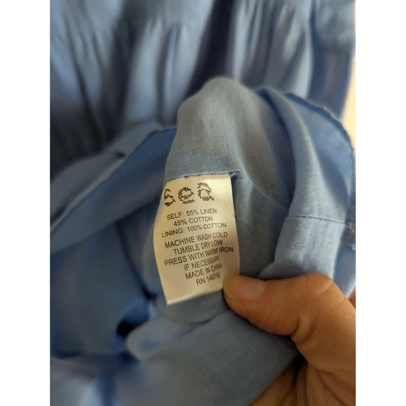Sea NY Waverly dress size M blue linen blend ruffle sleeve tiered mini $425‎ - Picture 8 of 8